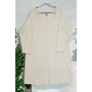 Old Navy Ribbed Knit Ballet Dress Women 4X Long Sleeves Wish Bone Cream Stretch
